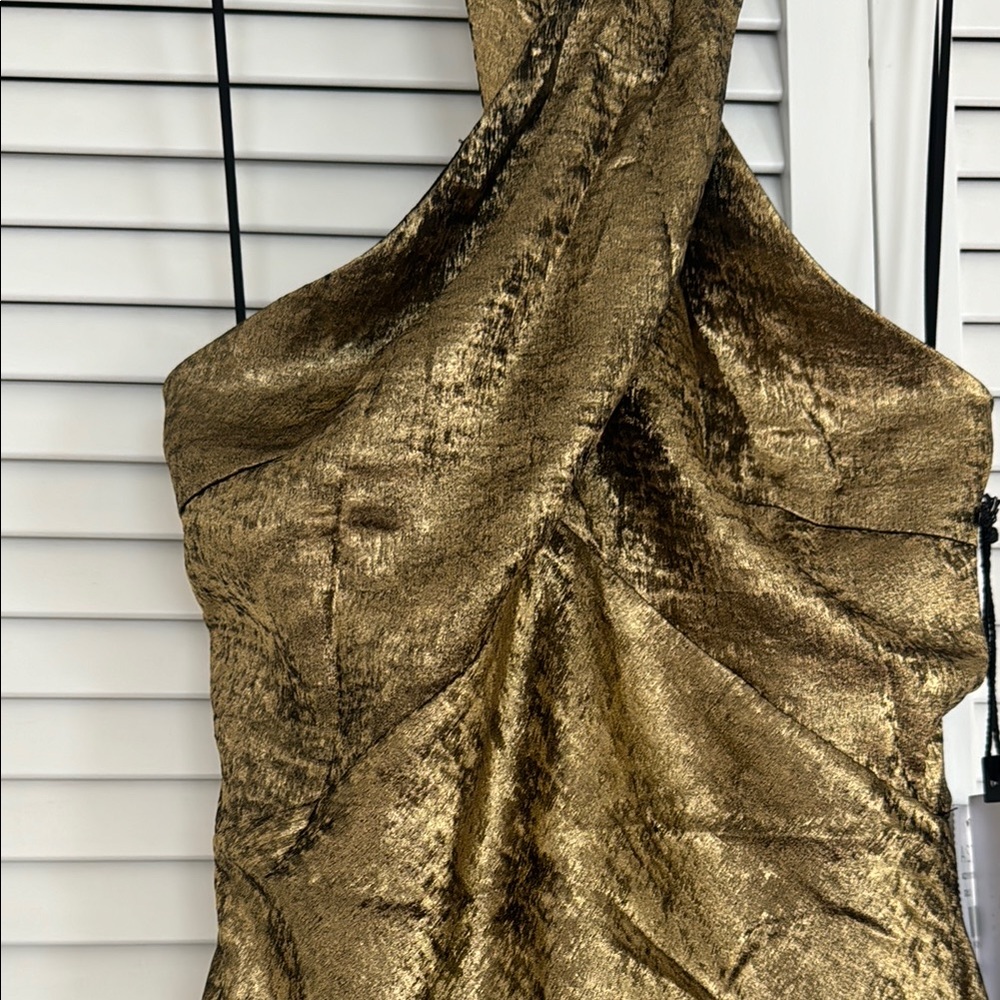 Astr Marissa Gold Halter Slit Gown - Picture 7 of 10